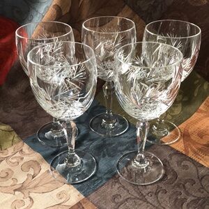 🍷5🍷Vintage Elegant Lead Crystal Wine Glasses